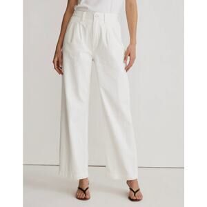 Madewell The Harlow Wide-Leg Jean Womens 29 Tile White Pleated Baggy Wide Leg